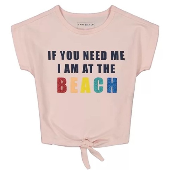 Andy & Evan Other - Andy & Evan Pink Short Sleeve Sparkle Rainbow Knot Hem Beach T-Shirt Girls Sz 2T